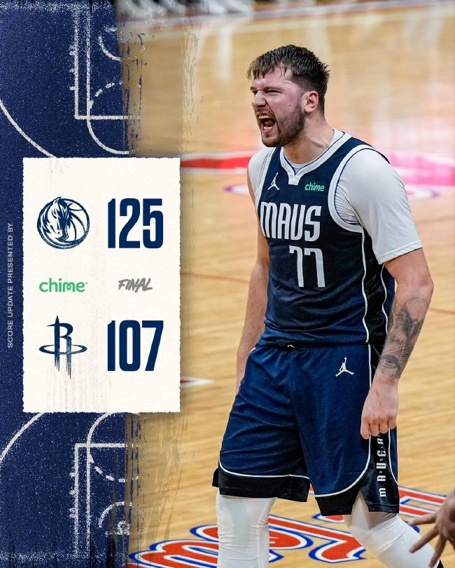 东契奇47分12篮板 三分16中9 独行侠7连胜终结火箭11连胜